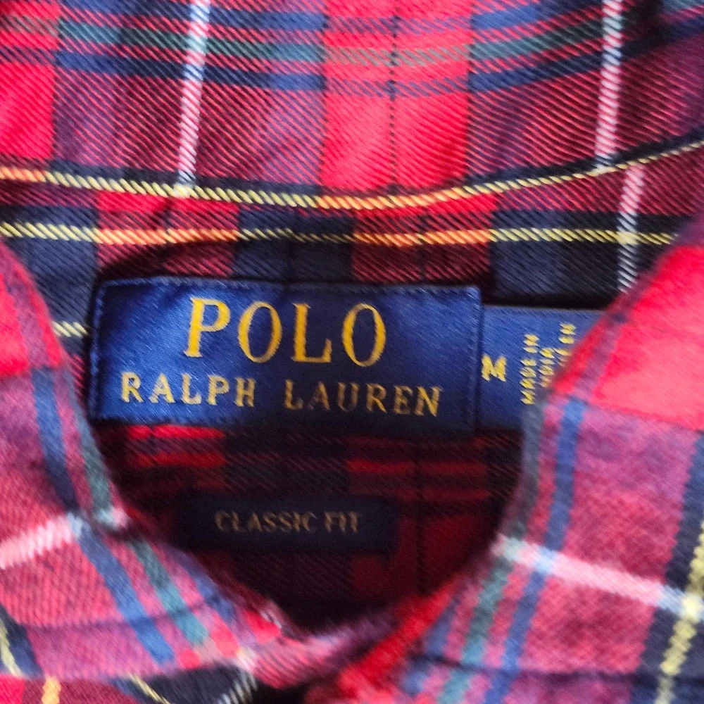 Polo‎ Ralph Lauren Mens Medium Red Plaid Classic Fit Cotton Button Down Shirt